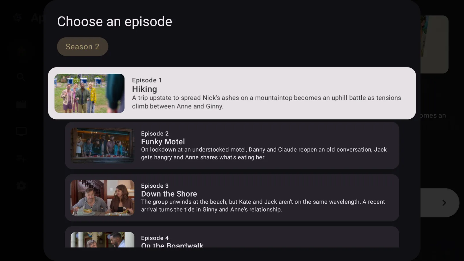 Aperture season and episode selector