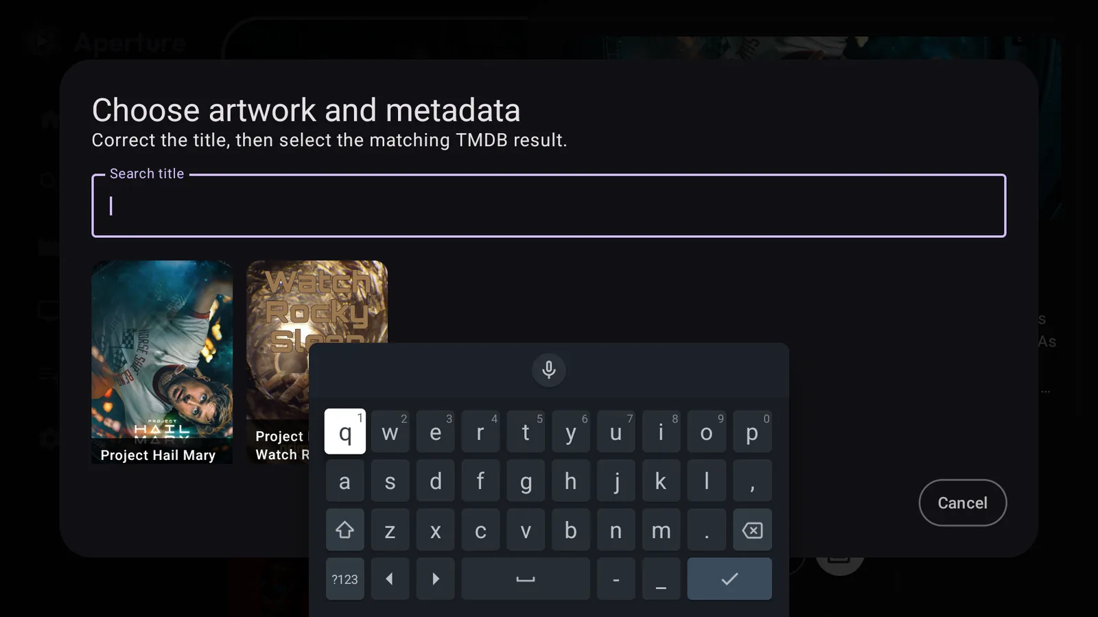 Aperture manual artwork and metadata selection